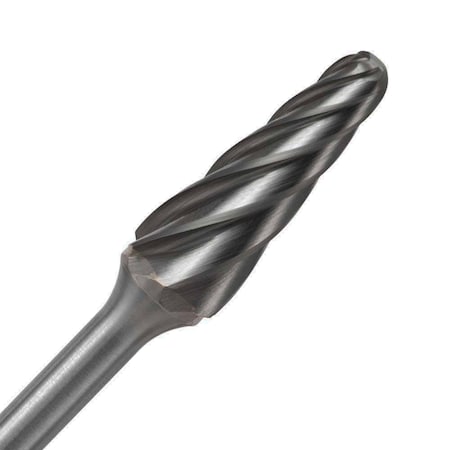 Champion Cutting Tool Taper Radius End Carbide Bur for Narrow Contours / Surface Machining, 1/2in Cut Dia, 1-1/8in LOC CHA SL4NF